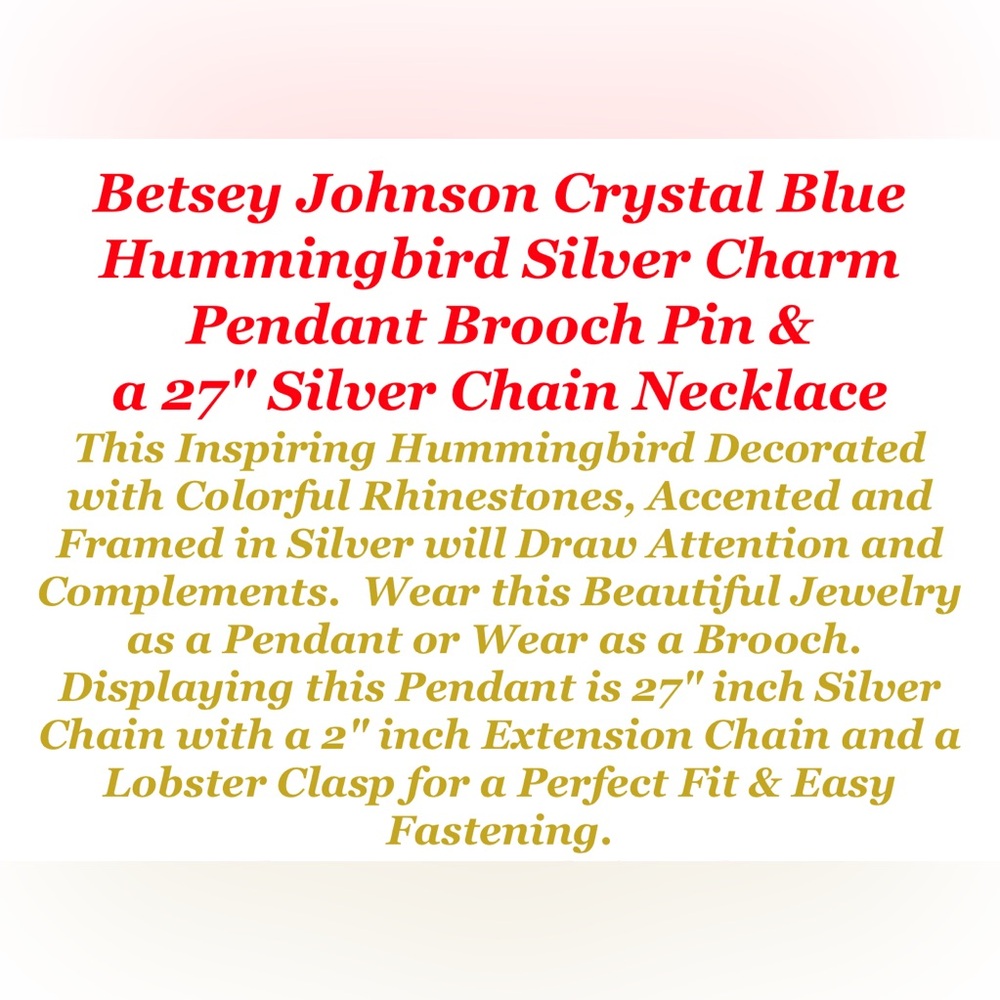 💯 Stunning Hummingbird necklace/brooch🤩❤️ - Picture 4 of 4